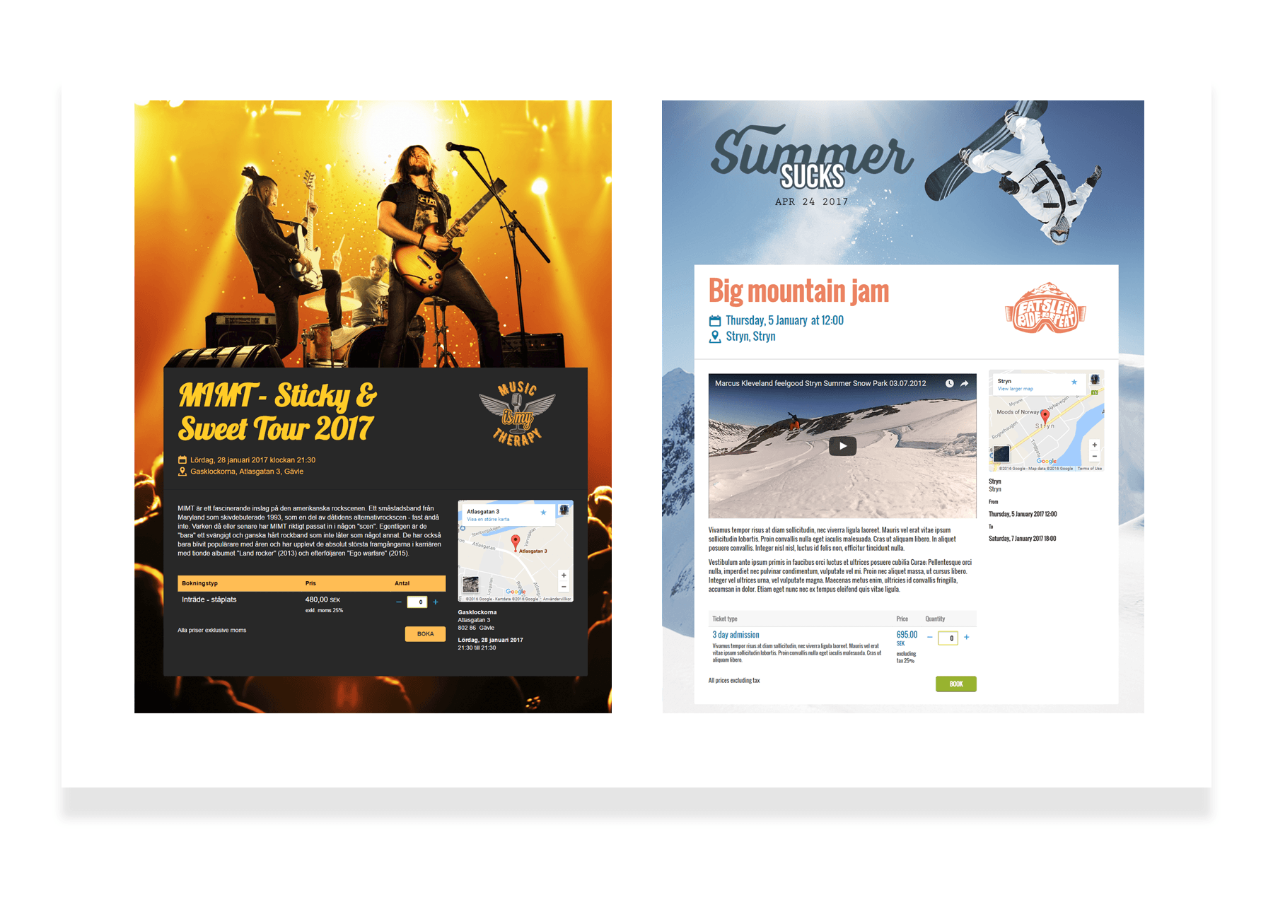 Eventsidor exempel