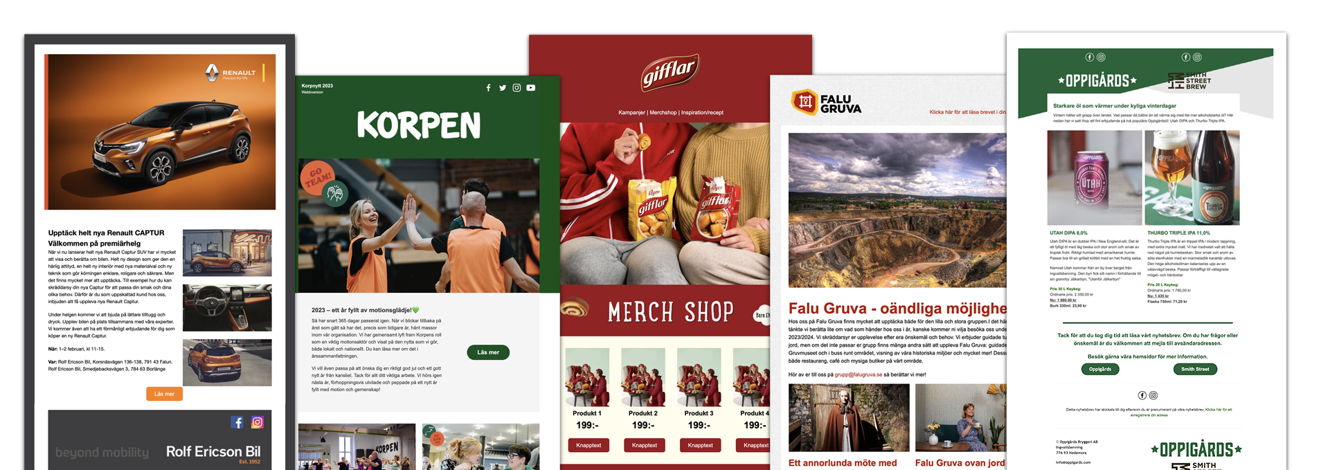 Exempel på mallar för nyhetsbrev och e-postutskick