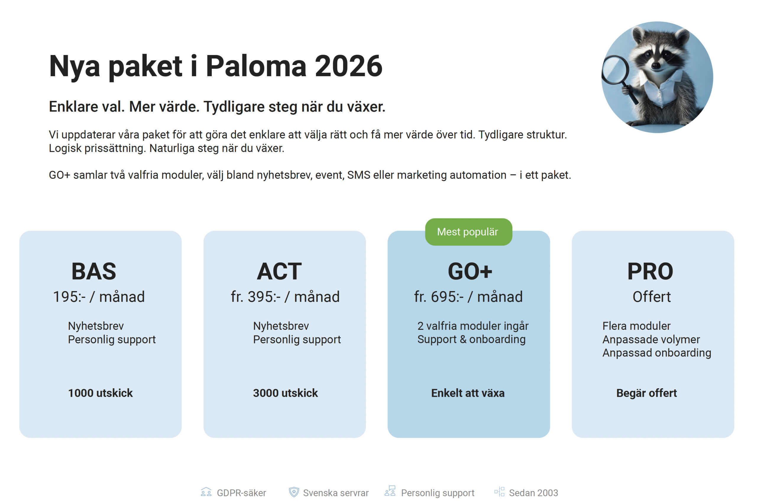 Priser Paloma paket
